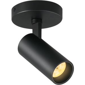 12W LED Ceiling Spotlight Indoor 5CCT Selectable Dimmable Spot Light Indoor CRI90+ Black Spotlight Adjustable Flush Mount Lights Fixture 24° Accent Lighting 1 Pack