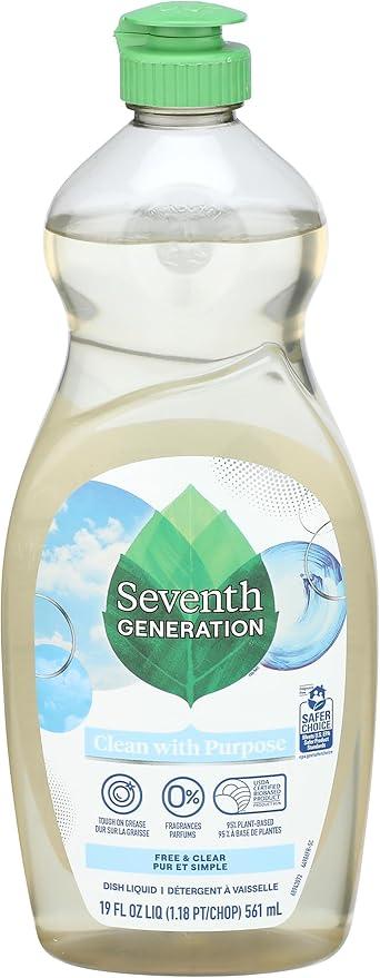 Seventh Generation Dish Liquid Soap Free & Clear liquid soap  Dishwashing Soap Dish Soap for sensitive skin 19 oz