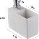 White Travertine Soap Dispenser with Sponge & Brush Holder  Hand & Dish Resin Soap Pump Bottle for Kitchen & Bathroom, 2-in-1 Countertop Organizer, with 2 Natural Sponges (Luxury Home Decor)