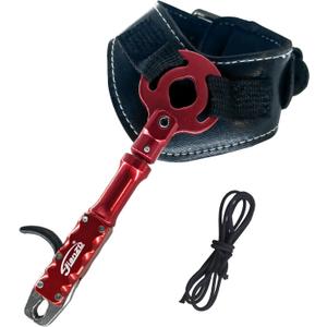 Adjustable Wristband Release, Index Finger Release, Composite Bow, 360 Degree rotatable Jaws, Automatic Closure, Bow and Arrow Archery Accessories, Archery Release Aids (red)