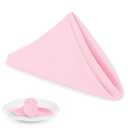 PLOYMONO Pink Heavy Duty Cloth Napkins - 17 x 17 Inch Solid Washable Polyester Dinner Napkins - Set of 8 Napkins with Hemmed Edges - Great for Weddings, Parties, Spring, Mother's Day