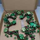 St. Patricks Day Wreath Decorations,Shamrocks Wreath for Front Door,Green Glitter Leaves Wreath, St. Patrick's Day Decor for Spring Outdoor Home Wall Window