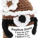 5 x Inspiring Crochet Animals Handmade Positive Gnome, Emotional Support Crochet Gift for Boy/Girl, Daughter Mom Grandma Women Birthday Gifts Ideas (Brown)