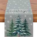 OTOSTAR Christmas Tree Snowflakes Merry Christmas Table Runner, Xmas Seasonal Winter Holiday Kitchen Dining Table Decoration for Home Party Decor 13x120 Inch (Grey)