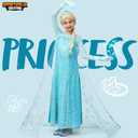 Spooktacular Creations Ice Princess Dress for Girls, Snow Princess Costume, Sequin Dress with Cape for Kid Halloween Birthday (Blue, S)