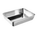 Stainless Steel Tray Dish Plate, Food Storage Container for Fruit Vegetables Rectangle Metal Dinner Plates for BBQ, Dining, Party, Buffet, Dishwasher Safe (L) Set of 4