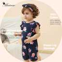 Baby Girl Romper 100% Cotton Breathable Soft with Headband, Sleeveless Summer Outfits for Newborn Infant 0-24 Months