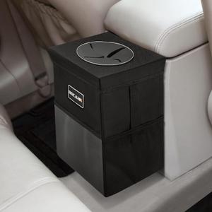 Car Trash Can with Lid - Trash Bag Hanging with Storage Pockets Leak-Proof SUV Organizer Collapsible and Portable Waterproof Truck Garbage Bin, 2.6 Gal Large Capacity Multipurpose Trash Bin for Van