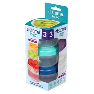 Sistema Snack Pots Mini Bites TO GO Food Storage Containers 130ml Stackable Snack Boxes with Lids BPA Free Pack of 6