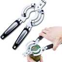 Jar Opener, Multi Jar Opener for Weak Hands, Stainless Steel Jar Lid Opener, Beer Bottle Opener for Arthritic Hands, Seniors with Arthritis (Silver)