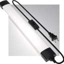 Plug in Light Fixture 2FT Linkable 5000K Under Cabinet Lighting, LED Tube Light Fixture with Plug, Triproof Ceiling Wall Light for Closet Workbench Kitchen Basement Garage (Black)