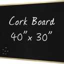 INNOVART Black Cork Bulletin Board 40" X 30" with 10 Push Pins, Corkboard with Gold Aluminum Frame, Black Cork Notice Board Message Board, Framed Pin Board for Home, Office, School