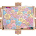 1500 Pieces Rotating Puzzle Board with 6 Drawers, Lazy Susan & Transparent Cover, 34.2"x25.2" Portable Wooden Jigsaw Puzzle Board, Great Gift for Puzzle Enthusiasts