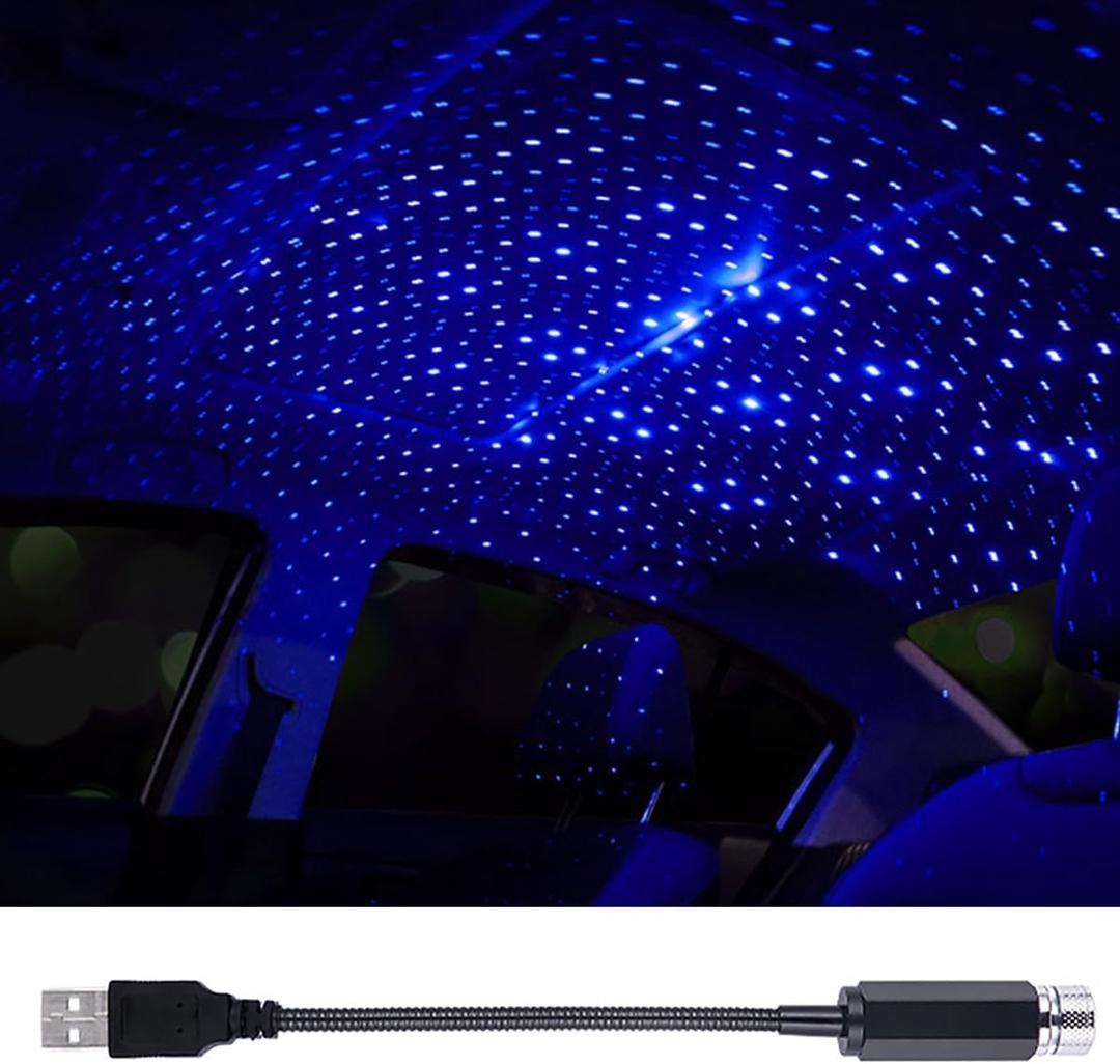 LEDCARE USB Projector Night Light, Portable Adjustable Star Roof Light Car Interior LED Romantic Atmosphere Star Projector for Cars Trucks Bedroom Party Decoration(Violet Blue)