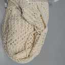 Bsubseach Women Swimsuit Crochet Coverup Long Sleeve V Neck Beach Knit Bathing Suits Cover Ups Mesh Bikini Hollow Out Dress (Small, Apricot)