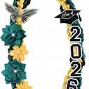 Lyrow 50'' 2026 Graduation Lei Double Braided Strands Graduation Ribbon Leis with 4 Satin Flowers Congrats Graduates Money Leis Class of 2026 Gift for Men Women (Green Black Gold)