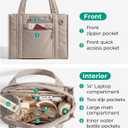 BAGSMART Boxy Tote Bag for Women, Crossbody Bag with Zipper, Crush Bow Purses for Travel Work College