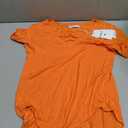 MANGOPOP V Neck Bodysuits for Women Short Sleeve Body Suits Basic Top Casual Shirt (Orange, XL)