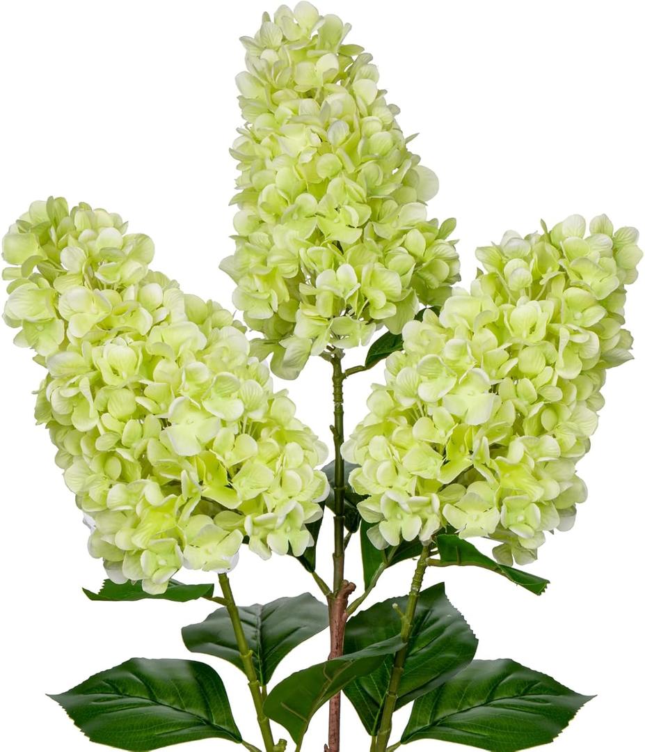 3PCS Fake Flowers Hydrangea Artificial Flowers 28" Long Stem Green Faux Flowers for Vase, Real Touch Silk Flowers Dcor for Floral Arrangement Home Farmhouse Office Hotel Decoration
