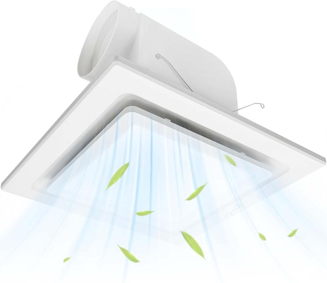 Bathroom Exhaust Fan with Light,6000K 12W Square LED,141CFM 0.7 Sones 4 Inches Duct 115V,Quiet Bathroom Ventilation Exhaust Fan for Shower/Restroom/Office/Home (6000k LED)