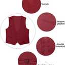 Boys Formal Suit Vest Double Breasted Solid Wedding Vest for Boys (2, Light Burgundy)