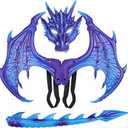 Children's Dragon Wing Costume Dinosaur Tail Mask Set Cosplay Kids Halloween Dragon Costume (Bule Set Rp Foam)