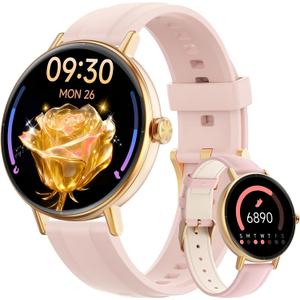 Smart Watch for Women,1.57" Touch Screen Smartwatch for iPhone& Samsung& Android,Answer/Make Call,Fitness Tracker with Heart Rate/SpO2/Sleep Monitor,IP68 Waterproof,110+ Sports Mode,2 Bands