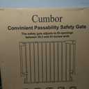 Cumbor 29.243" Baby Gate for Stairs, Wall-Mounted (Drill Required), Expandable No Bottom Bar Dog Gate, Auto Close Extra Wide Walk Thru, Pet & Toddler Proof Gate, Top & Bottom of Stairways (Brown)