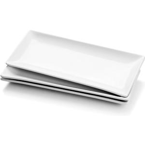 Miicol Porcelain Serving Platters Set of 3, Large Serving Trays 14 Inch, White Rectangle Plates, Ceramic Serving Dishes for Party, Restaurant, Buffet, Steak, Dessert, Salad, Fruit, Microwave Safe