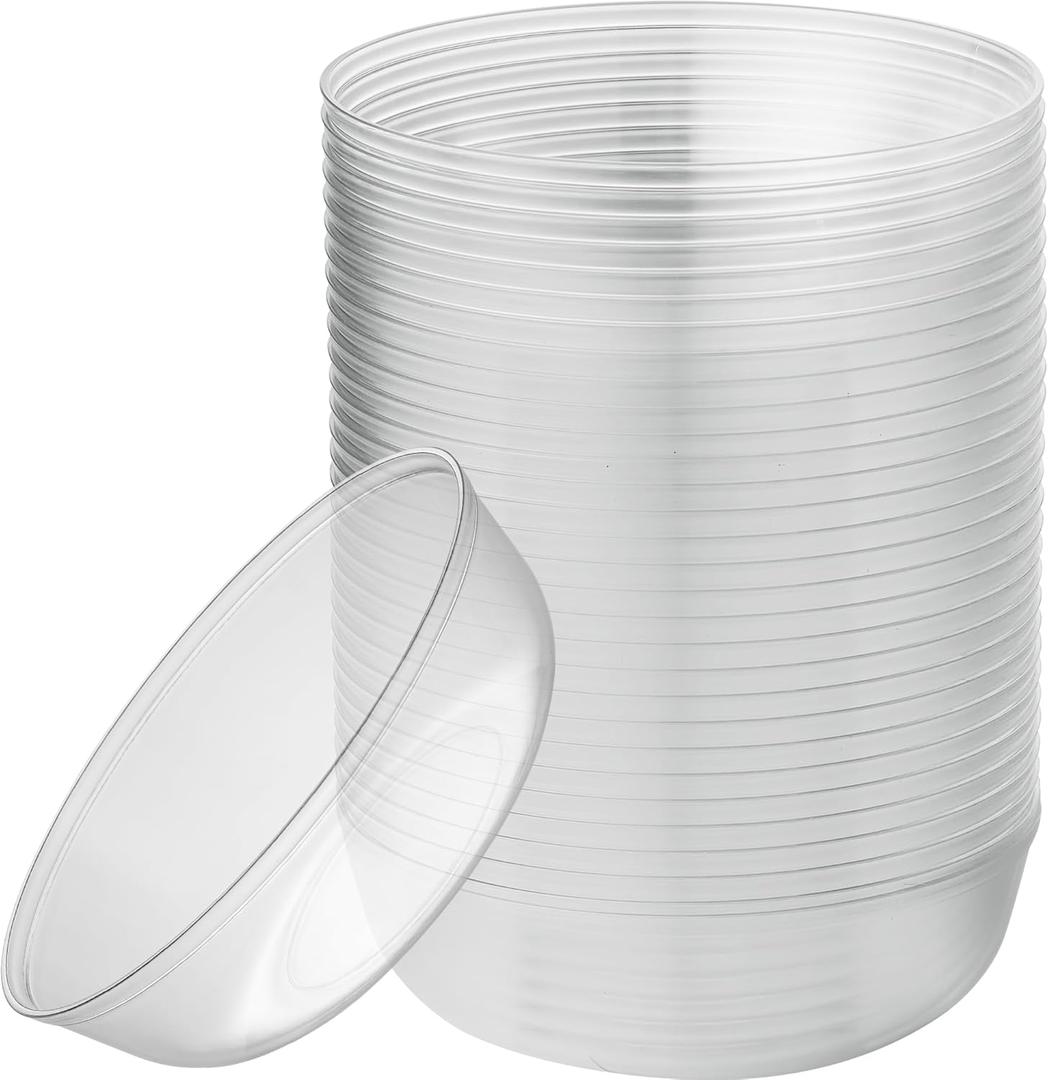 [30 Pack 16 OZ Bowls] Edge Collection Clear Plastic Party Bowls Premium heavyweight Elegant Disposable Tableware Dishes