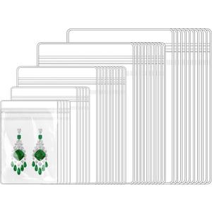 40Pcs Jewelry Storage Bags - Premium & Anti Tarnish Jewelry Bags with Self-Sealing Zipper - 5 Sizes Resealable Clear PVC Pouches for Rings, Earrings, Bracelets, Coin,Small Jewelry Packaging