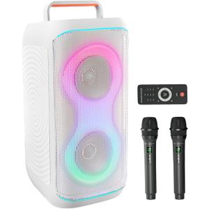 Karaoke Machine for Adults with 2 Wireless UHF Microphones, 400W Peak Power Karaoke System with Dual 6.5'' Subwoofers, Portable Party Bluetooth Speaker with RC, Bass & Treble Control for Outdoor/Home