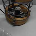 Retro Industrial Metal and Wood Chandelier 1-Light Round Cage Pendant Light Fixture for Kitchen Island Foyer Hallway Bar Dining Room Restaurant, D 7.9" x H 8.7" (Brown)