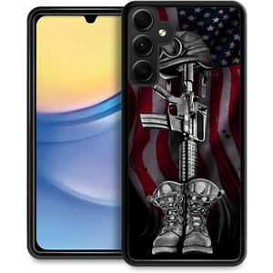 Case Compatible with Samsung Galaxy A15 5G,American Flag Soldier Cross Pen Blank Back+Soft Silicone Acrylic TPU Design Shock Fall Prevention Protective Case for Samsung Galaxy A15 5G