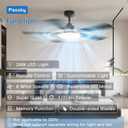 Passky Ceiling Fans with Lights, 52 inch Sleek Ceiling Fan with Light and Remote Control, 3CCT, Dimmable, Reversible, Noiseless, Black Ceiling Fan for Bedroom, Living Room