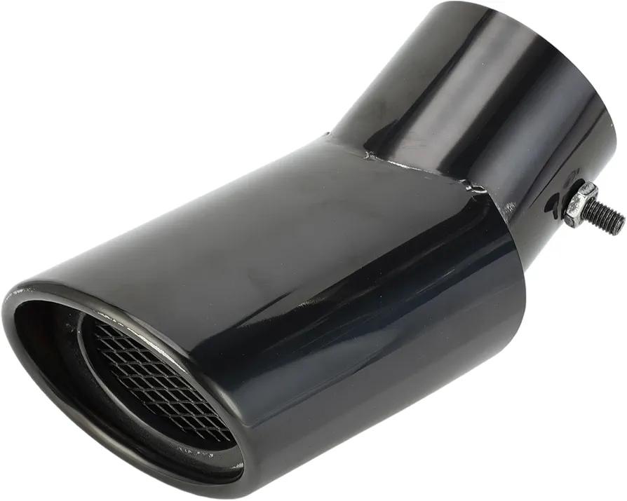 1 Pc Curved Slant Cut Exhaust Tip 2.9" Inlet 4.0" Outlet 6.9" Length Tailpipe Universal Car Bolt on Stainless Steel Black Rear