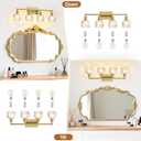 4 Light 27.2 in Bathroom Vanity Light,Rustic Brass Bathroom Lighting Fixtures Over Mirror, Vintage Vanity Mirror Lights Clear Tulip Glass Wall Sconce for Living Room,Bedroom,Hallway,E26 Base