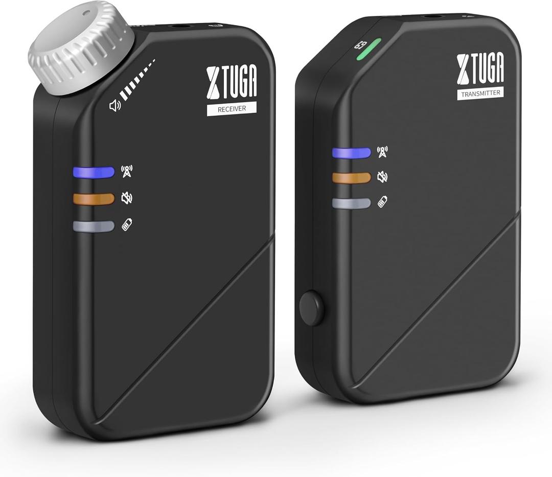 XTUGA Wireless in Ear Monitor System, 2.4G Stereo Wireless IEM System with Low Latency, One Transmitter to More Receiver, Stage Monitoring for Band,Church,Musicians,Live Studio(J02S)
