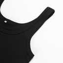 Artfish Women's Scoop Neck Sleeveless Knit Ribbed Fitted Casual Crop Tank Top (Black, S)