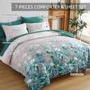 Anibedding 7 Pieces Teal Green King Comforter Set for All Season