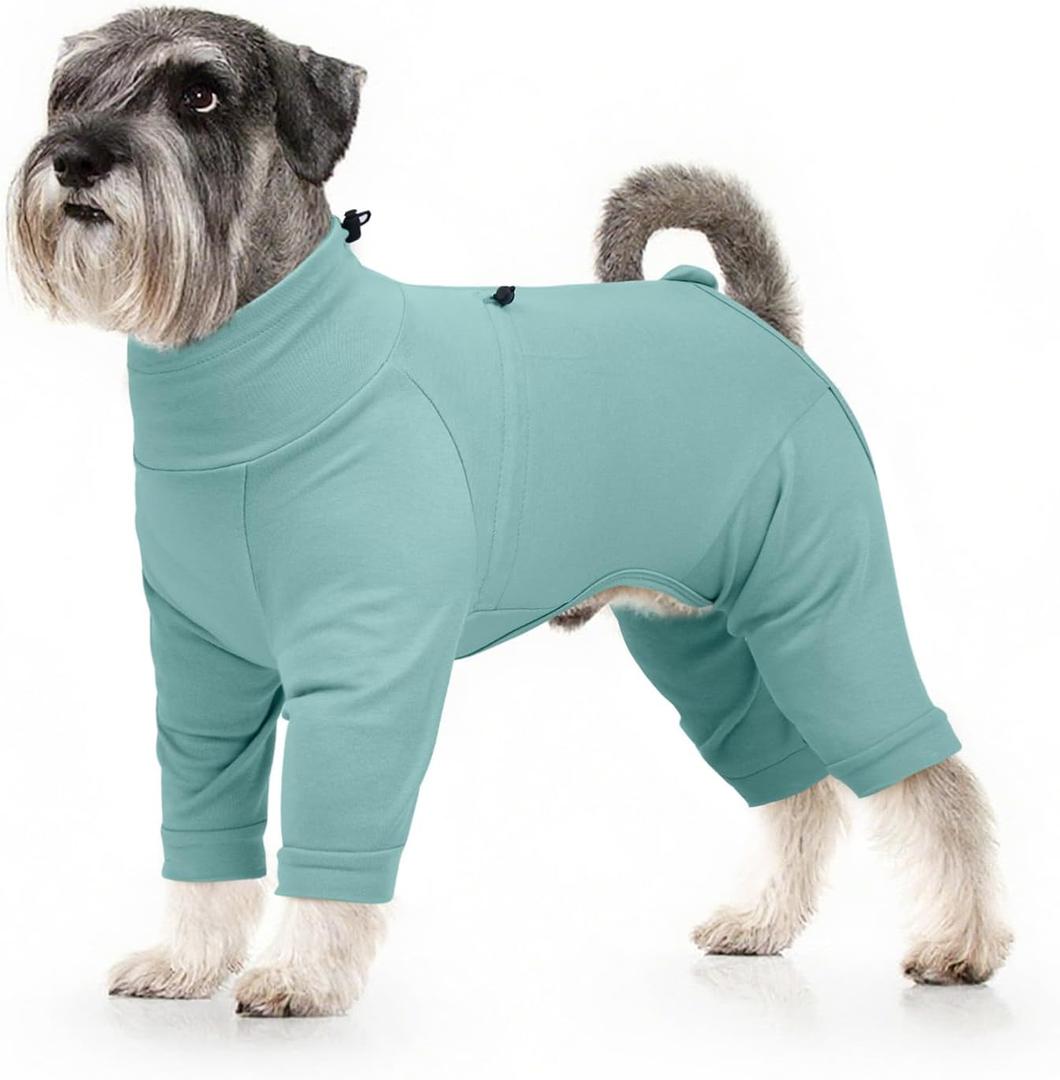 Recovery Suit for Small Medium Large Dogs, Adjustable Surgical Recovery Suit for Dogs Female Male, Zipper On 4 Leg Long Sleeve Dog Pajamas Onesie for Shedding Anti-Licking Wound Skin Disease, Size M