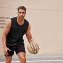COOFANDY Men Casual Sleeveless Tank Top Summer Beach T Shirts Waffle Knit Tanks Cotton Hawaiian Tank Shirt Black/Army Green (XXL)