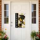 Diploma Cap Congrats Grad Garden Flag 12.5x18 Inch Burlap Double Sided, Black Gold Class Of 2025 Graduation Yard Outdoor Decoration