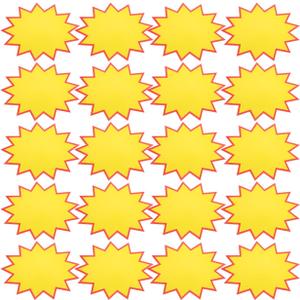 STOBOK 30 Sheets Explosive Price Tag Stickers 9.64X7.08In Fluorescent Yellow Star Burst Writable Self-Adhesive Labels for Retail Store Sale and Event Promotion