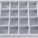 Ice Gray Plush Velvet Stackable Jewelry Display Trays Showcase Jewelry Organizer Storage Trays (24 Grids)