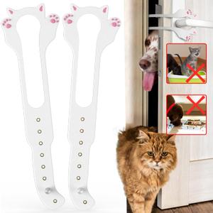 Cat Door Latch Holder,8 Adjustable Sizes Stronger Flex Cat Door Stopper, Keep Door Open 1.5" to 8", Let's Cats in and Keeps Dogs Out of Litter & Food, No Tool Required & No Wall Damage (2*white)