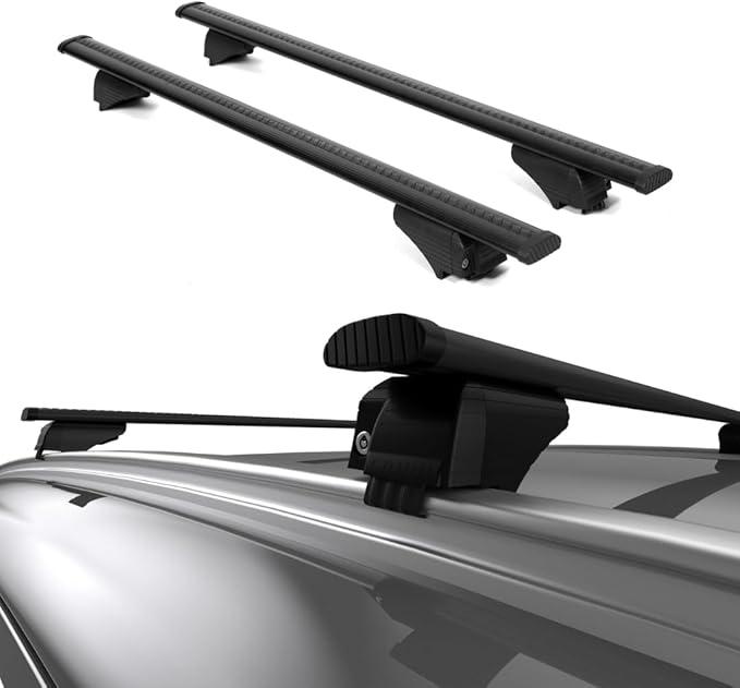 Universal Roof Rack Cross Bars - 42 to 56" Crossbars Fits Flush Roof Rail Cars & SUVs | Adjustable Aluminum Aero Bars for Rooftop, Luggage, Cargo Carrier, Canoe, Kayak, Bike, Size: 42" | Black