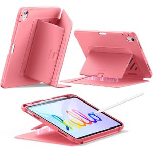 ESR for iPad A16 Case, iPad 11th/10th Generation Case (2025/2022), Vertical Stand Cover, Multi Stand Angles, Ultra-Stable Cover with Pencil Holder, Flip Series, Watermelon Pink