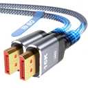 Highwings 80Gbps Displayport Cable 2.1 6.6FT, 16K@60Hz, 8K@120Hz, 4K@240Hz, DP 2.1 Cable 16K Braided Cord, Compatible with HDR10 DSC 1.2a, G-Sync FreeSync Gaming PC, Gaming Monitor 5090, AMD 7900XTX