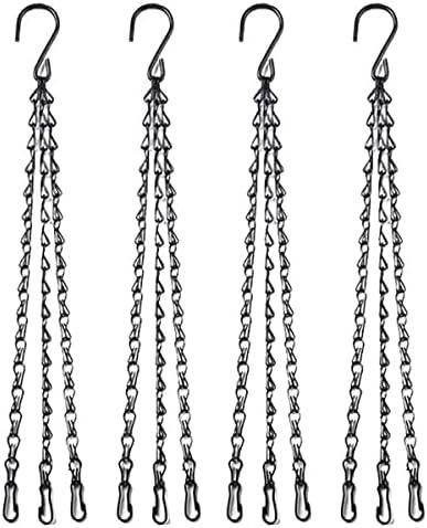 HHTHH 4pcs 14 inch Black Hanging Basket Chain with Hooks Flower Plant Pot Replacement Chain Hanger for Bird Feeders,Planters,Lanterns and Ornaments